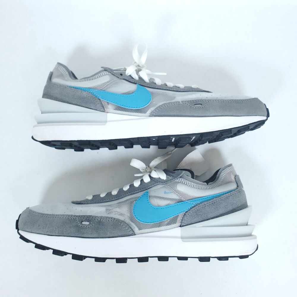 Nike Waffle One Sneakers Mens 9.5 Cool Grey Blue Suede Mesh Low Top DA7995-003